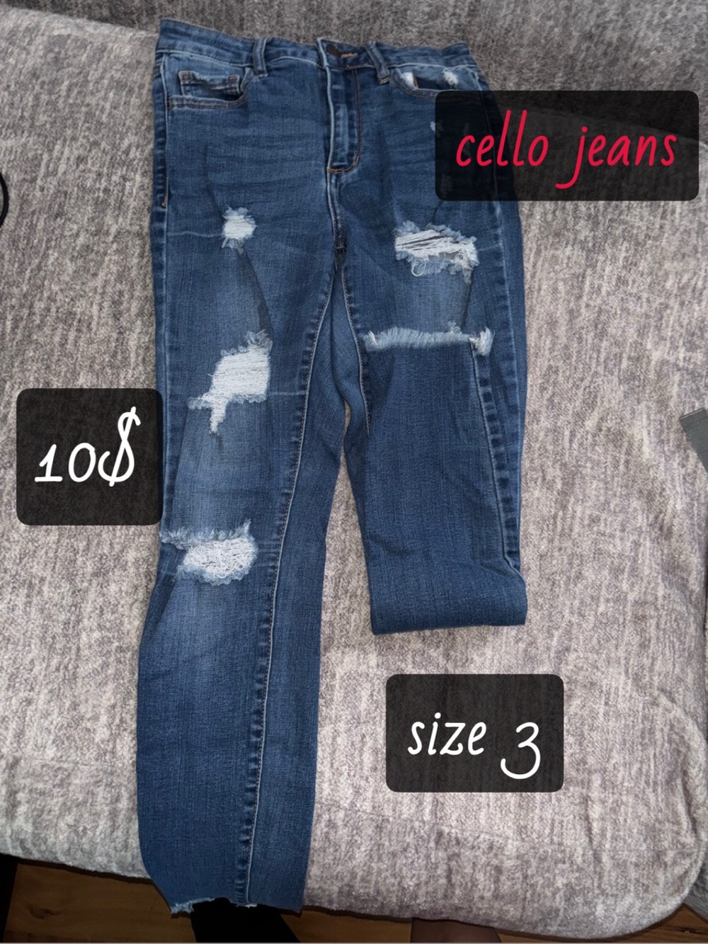 Cello Distressed Dark Blue Skinny Jeans size 3